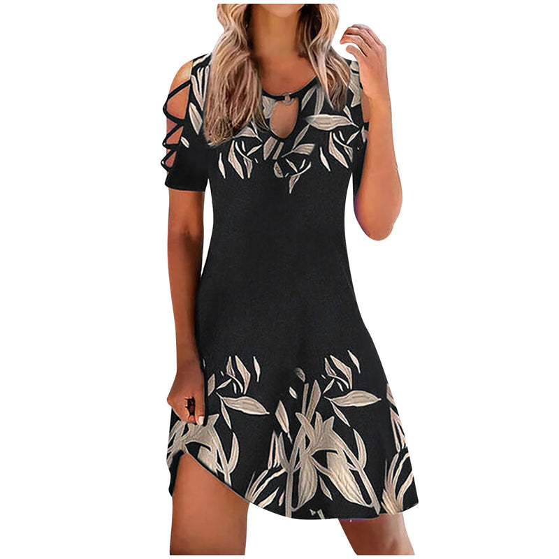 the BLOSSOM - Floral Print Mini Hollow-Out Sexy Dress