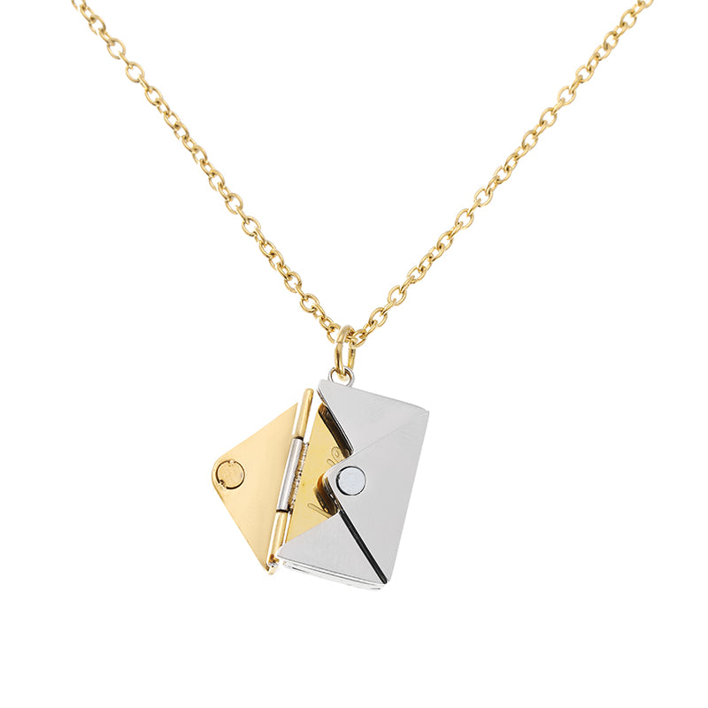 the LOVE LETTER - Envelope Locket Necklace with Gold Rose Gold Silver Color