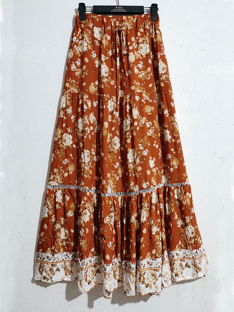 the SOUTHERN CHARM - Floral Print A-Line Maxi Skirt