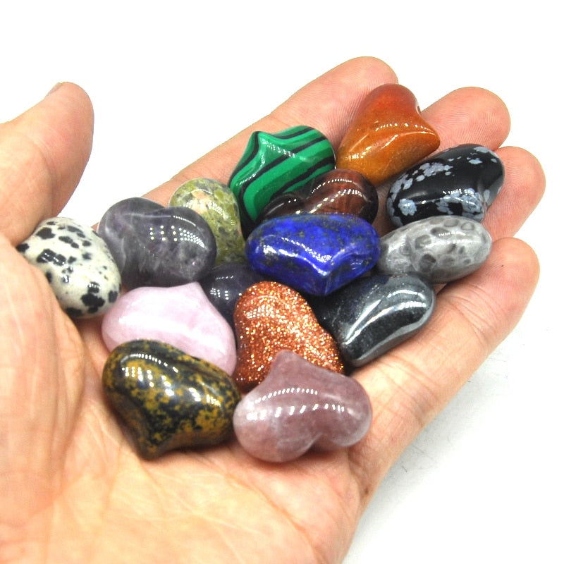 the LOVE STONES - Love Heart Shape Crystal Chakra Healing Stones