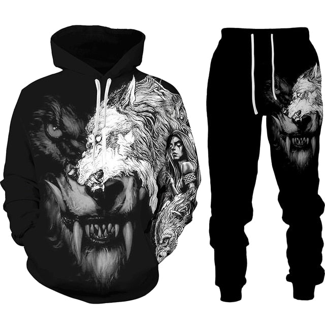 the WOLF PACK - Wolf 3D Printed Hoodie Pants Suits