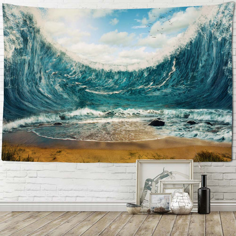 the DREAMLAND - Seascape Art Painting Big Tapestry Fantasy Stars Moon Home Wall Hanging