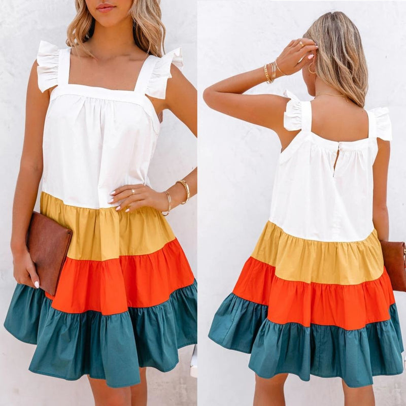 the TRUFFLE - Romantic Summer Sexy Wrap Spaghetti Strap Cotton Short Dress