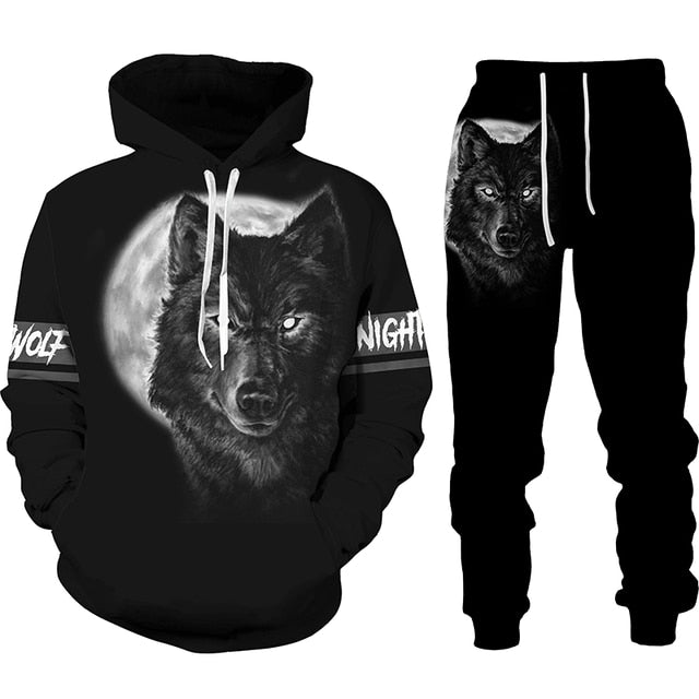 the WOLF PACK - Wolf 3D Printed Hoodie Pants Suits