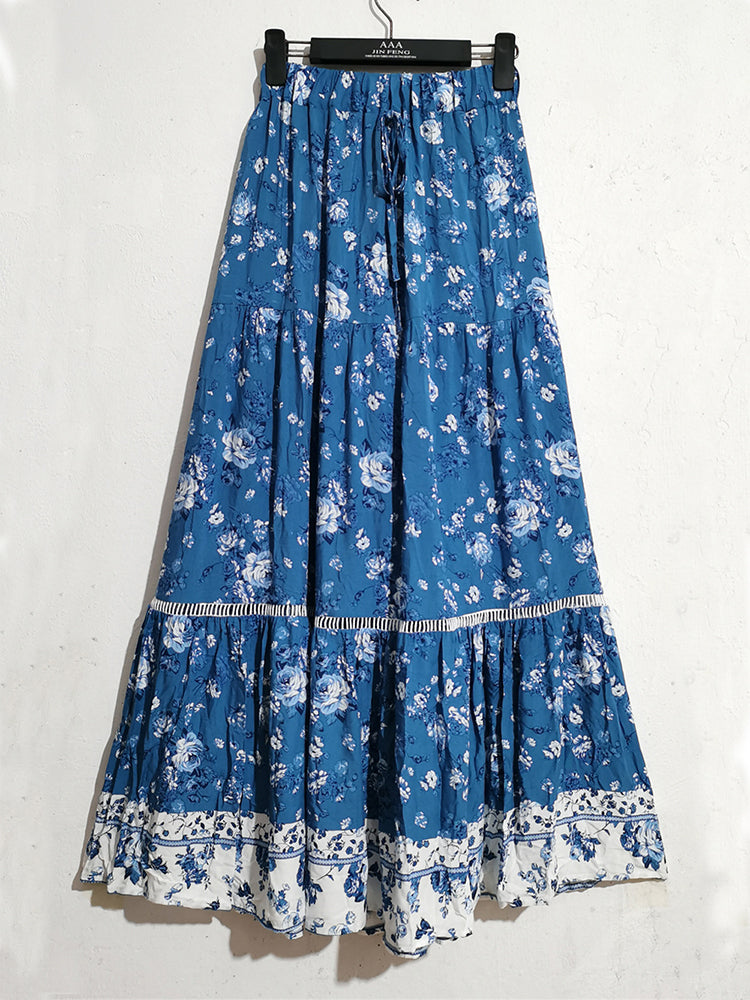 the SOUTHERN CHARM - Floral Print A-Line Maxi Skirt