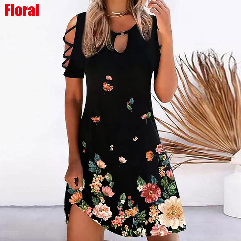 the BLOSSOM - Floral Print Mini Hollow-Out Sexy Dress