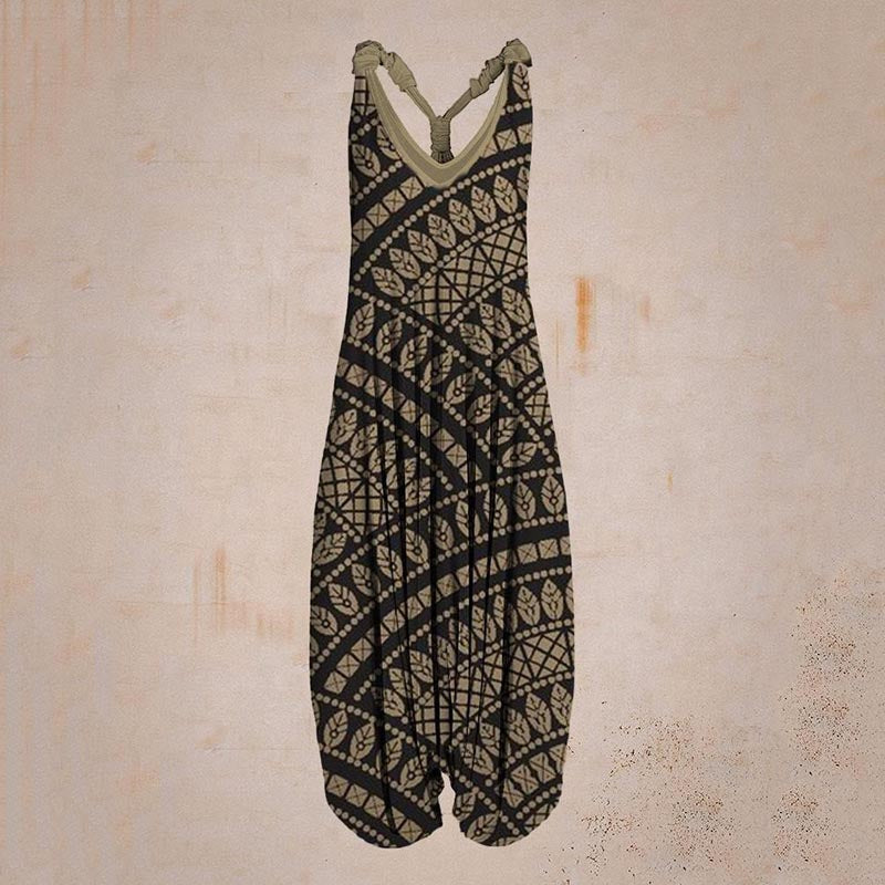 the BOHO ROMPER - Sleeveless Print Casual Bib Dress