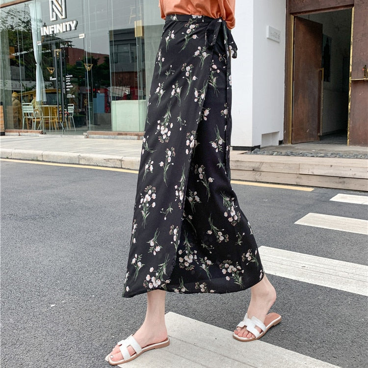 the BLOSSOM BOHO - Floral Skirts Chiffon One-Piece Belt Wrap Skirts