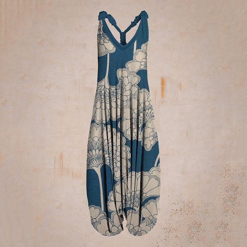 the BOHO ROMPER - Sleeveless Print Casual Bib Dress