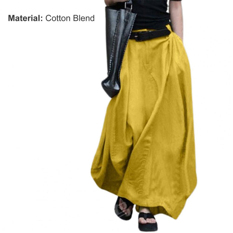 the SWAGGER - High Waist Solid Cotton Linen Large Hem Skirt