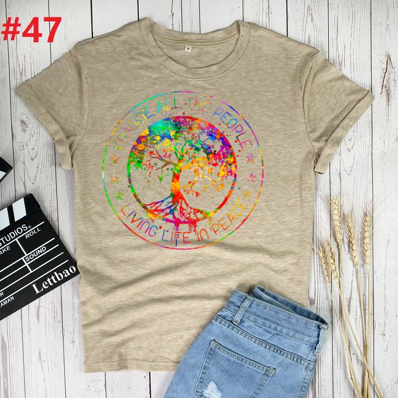 the WORLD PEACE - Imagine All the People Living Life in Peace Hippie T-Shirt