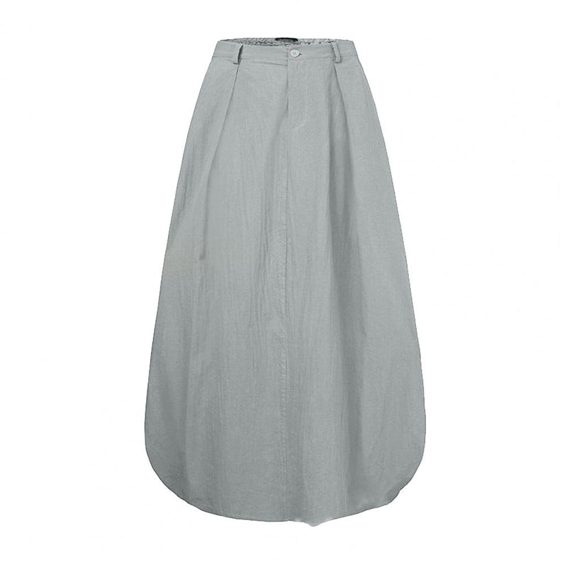 the SWAGGER - High Waist Solid Cotton Linen Large Hem Skirt