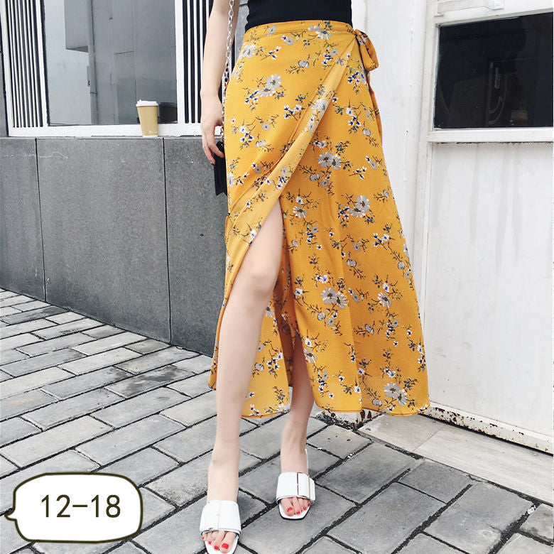 the BLOSSOM BOHO - Floral Skirts Chiffon One-Piece Belt Wrap Skirts