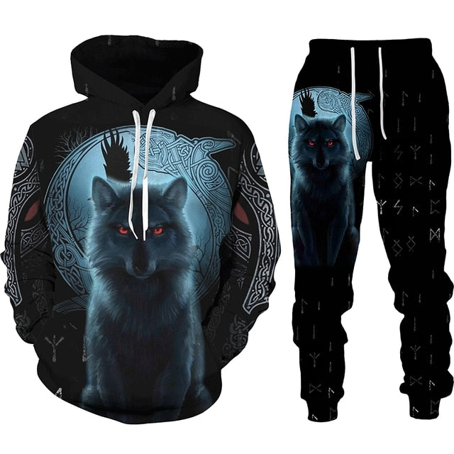 the WOLF PACK - Wolf 3D Printed Hoodie Pants Suits