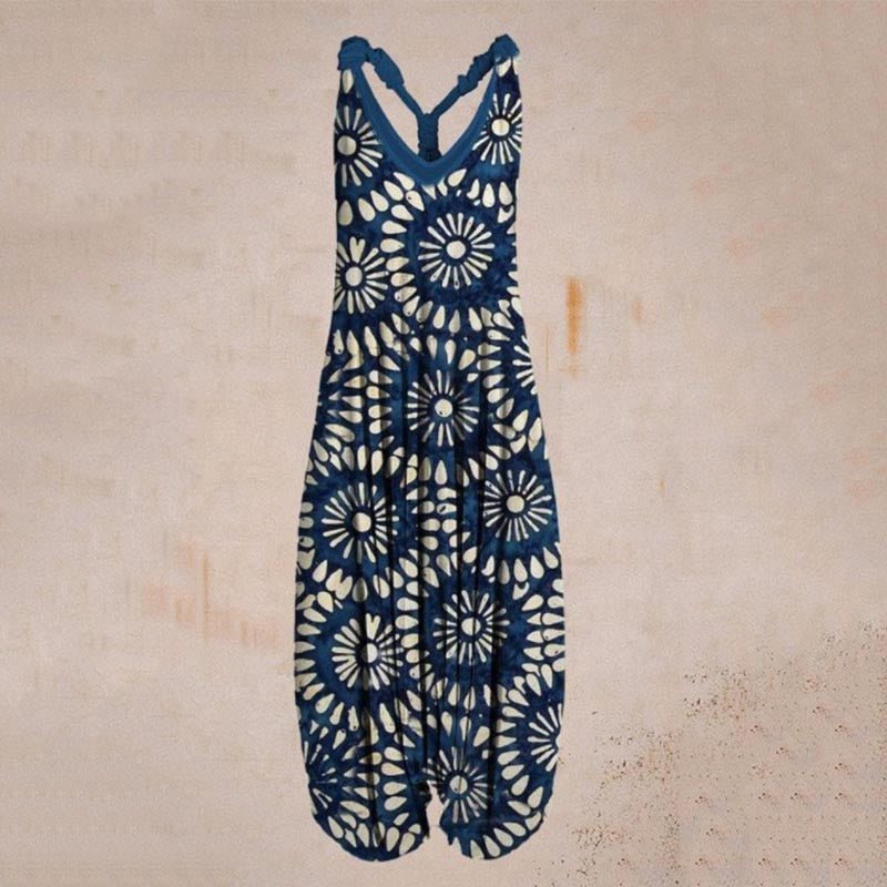 the BOHO ROMPER - Sleeveless Print Casual Bib Dress