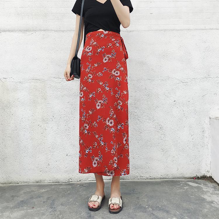 the BLOSSOM BOHO - Floral Skirts Chiffon One-Piece Belt Wrap Skirts