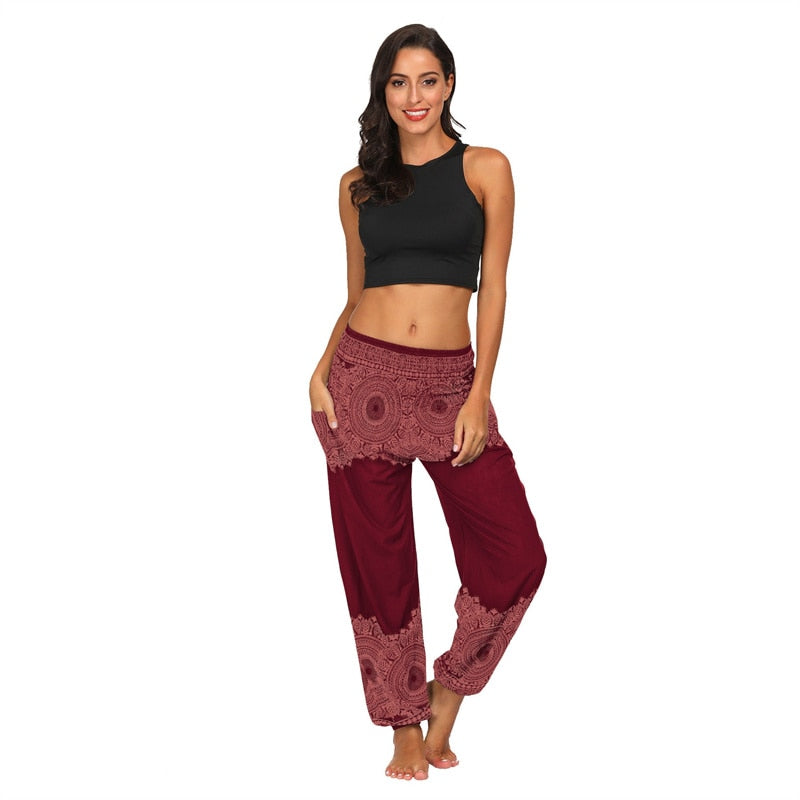 the YOGI - Boho Loose Yoga Pants High Waist Elasticity