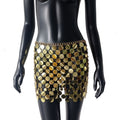 the DISCO - Color Block Disco Metal Chain Hollow Out Mini Skirts