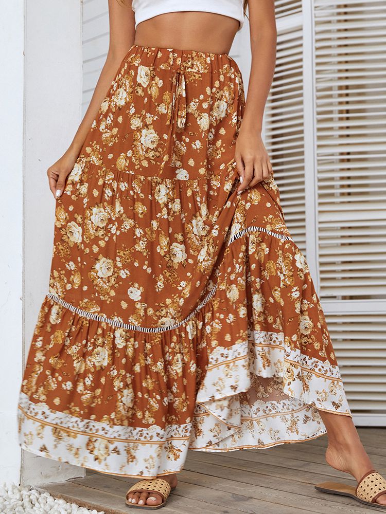 the SOUTHERN CHARM - Floral Print A-Line Maxi Skirt