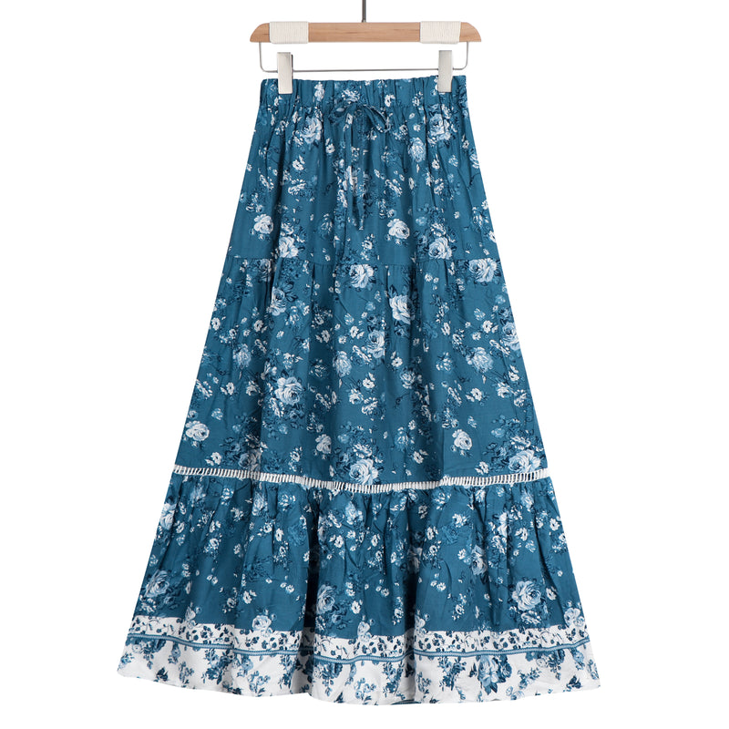 the SOUTHERN CHARM - Floral Print A-Line Maxi Skirt