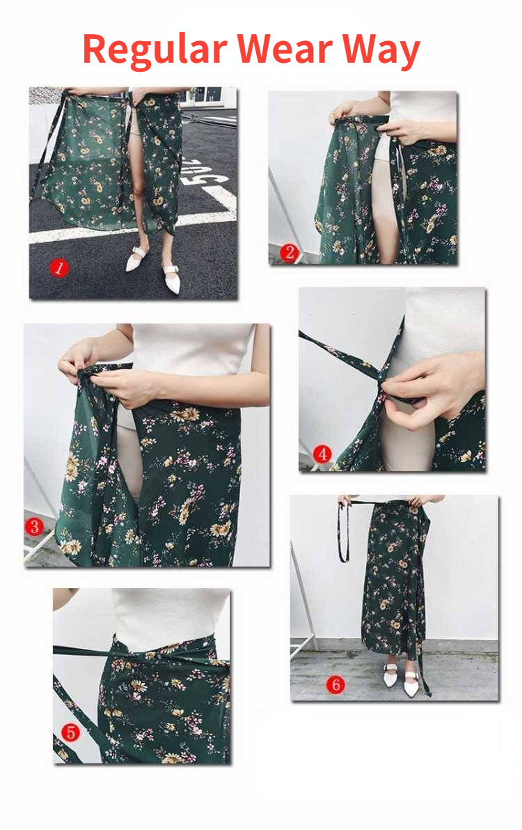 the BLOSSOM BOHO - Floral Skirts Chiffon One-Piece Belt Wrap Skirts