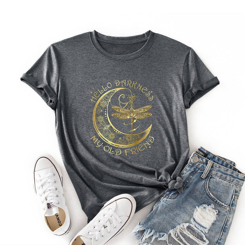 the DARKNESS - Hello Darkness My Old Friend Hippie Dragonfly T-Shirt