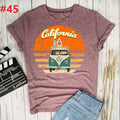 the CALIFORNIA SURF - Retro Wagon Hippie Short Sleeve Print Ladies T-Shirt