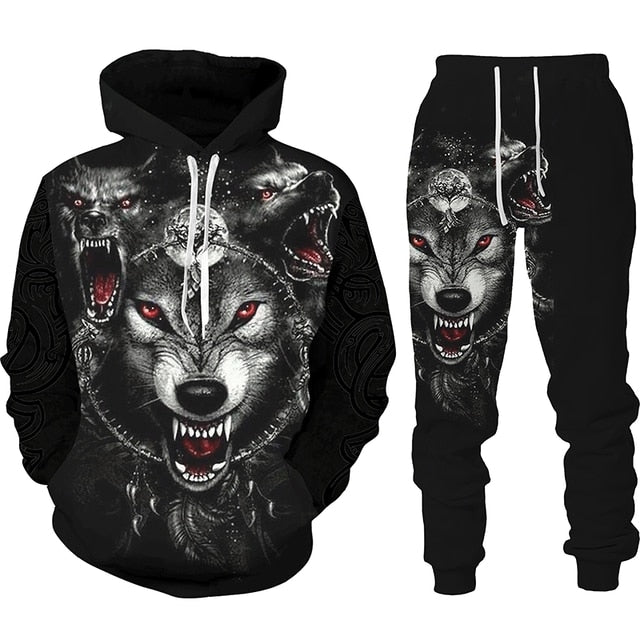 the WOLF PACK - Wolf 3D Printed Hoodie Pants Suits