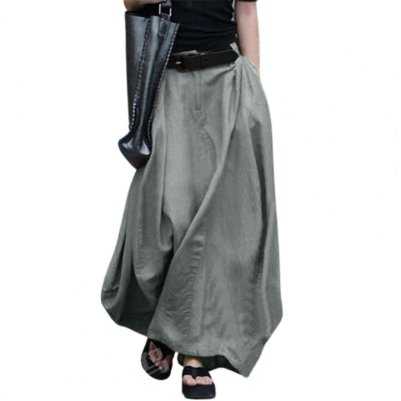 the SWAGGER - High Waist Solid Cotton Linen Large Hem Skirt