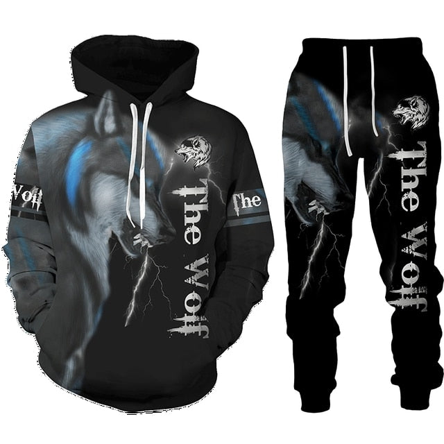 the WOLF PACK - Wolf 3D Printed Hoodie Pants Suits