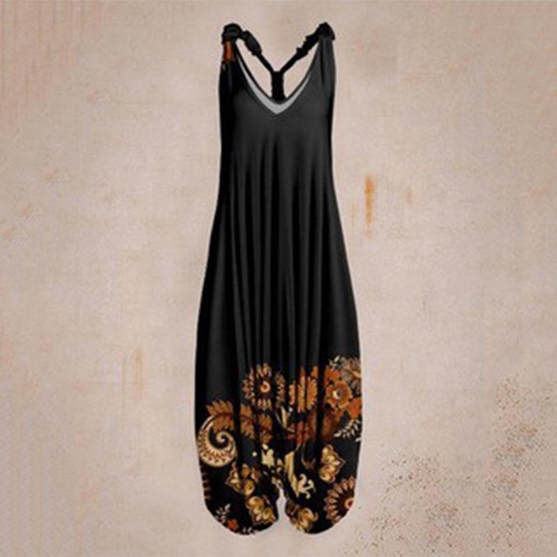 the BOHO ROMPER - Sleeveless Print Casual Bib Dress