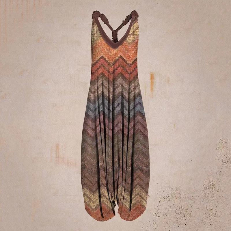 the BOHO ROMPER - Sleeveless Print Casual Bib Dress