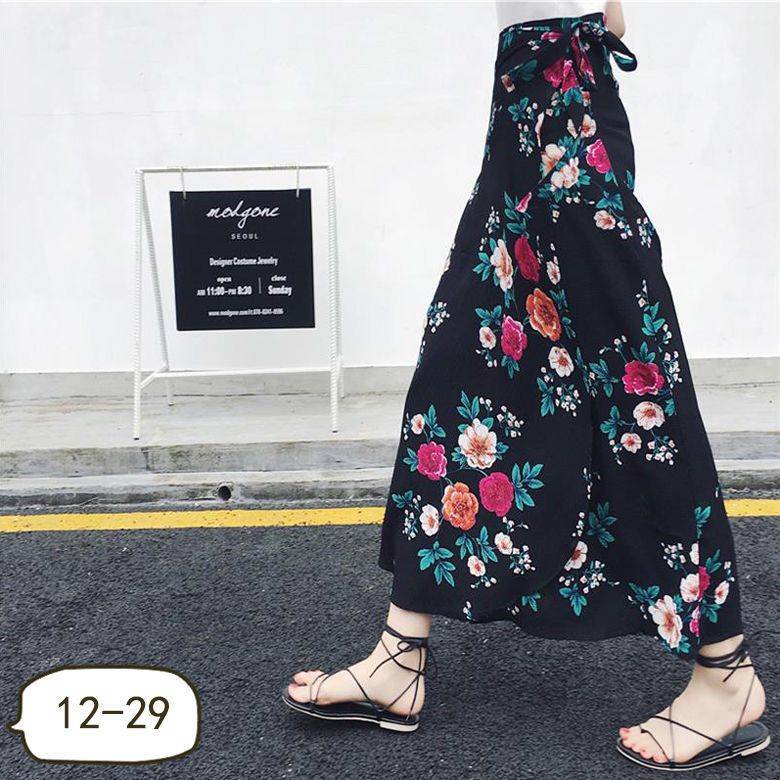 the BLOSSOM BOHO - Floral Skirts Chiffon One-Piece Belt Wrap Skirts