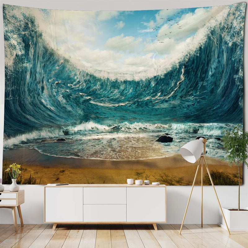 the DREAMLAND - Seascape Art Painting Big Tapestry Fantasy Stars Moon Home Wall Hanging