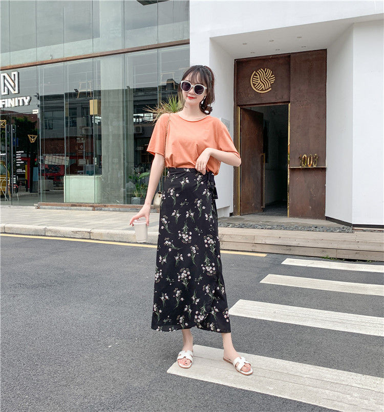 the BLOSSOM BOHO - Floral Skirts Chiffon One-Piece Belt Wrap Skirts