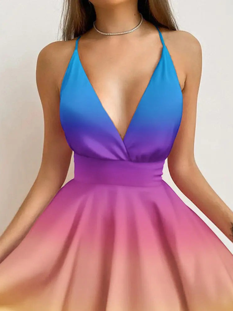 the CURTSY - Sexy Spaghetti Strap Backless Party Mini Dress