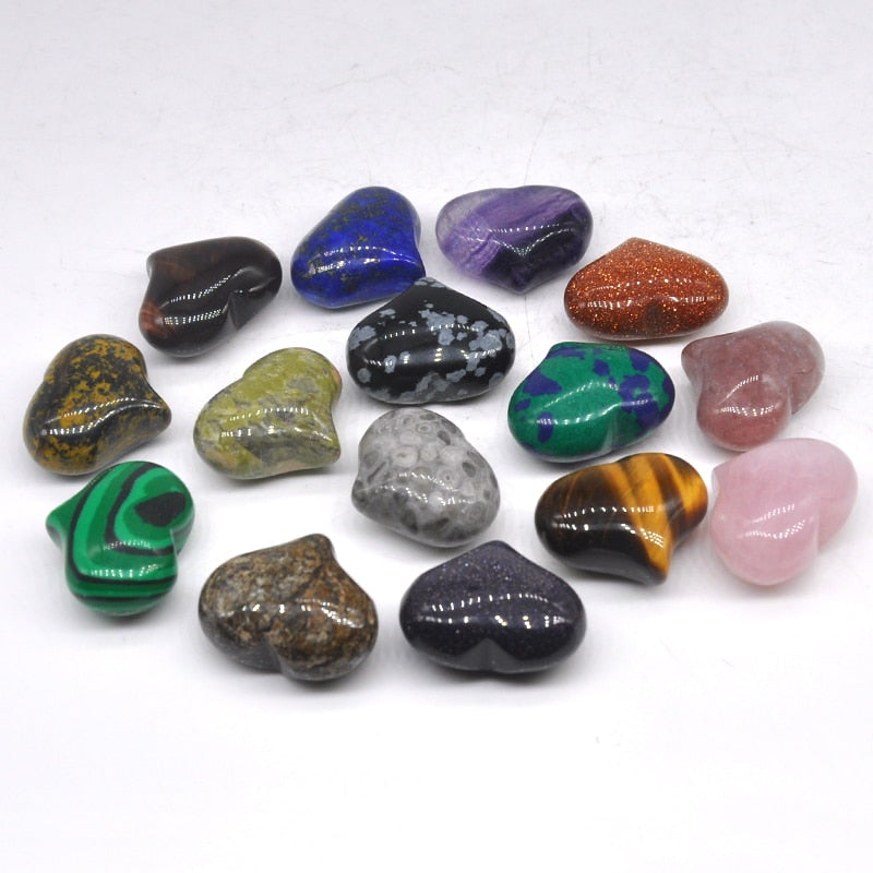 the LOVE STONES - Love Heart Shape Crystal Chakra Healing Stones