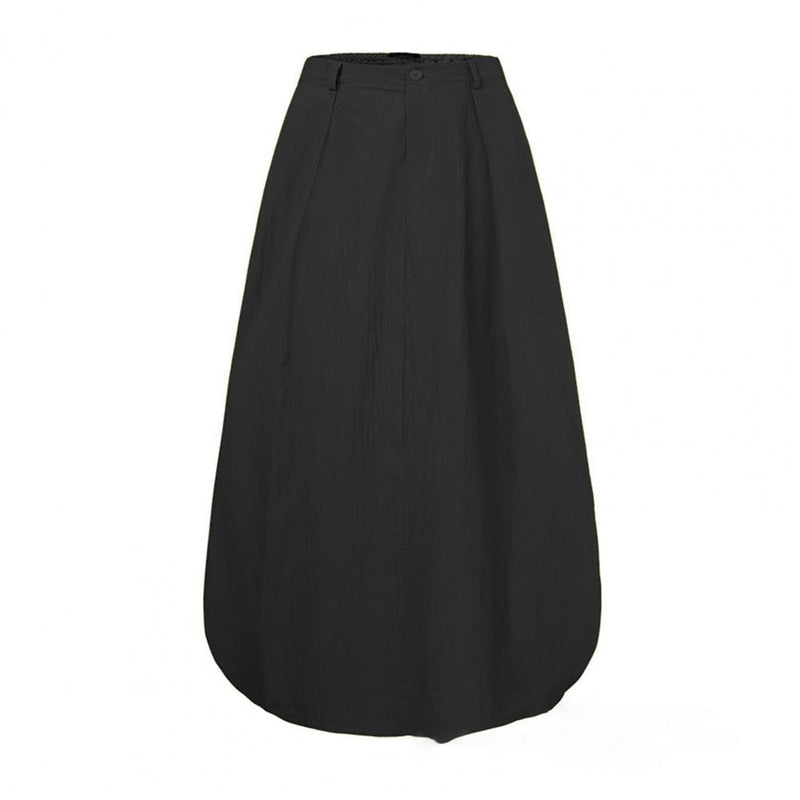 the SWAGGER - High Waist Solid Cotton Linen Large Hem Skirt