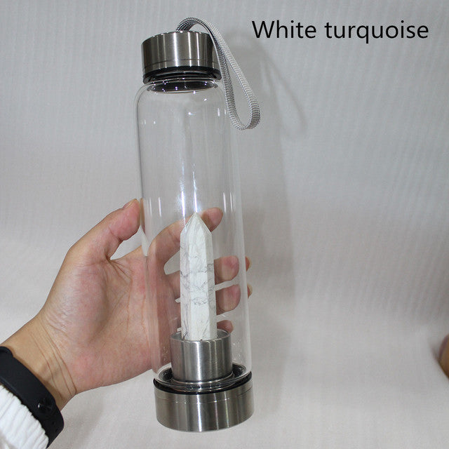 the CRYSTAL CLEANSE - Water Bottle Natural Crystal Point Healing