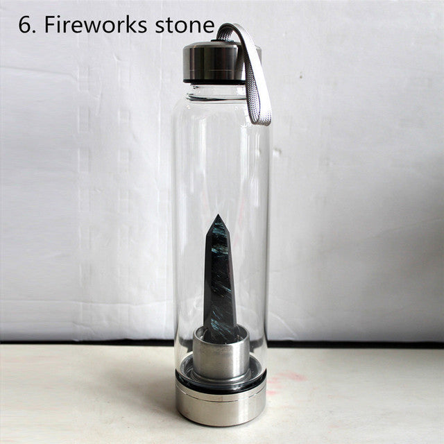 the CRYSTAL CLEANSE - Water Bottle Natural Crystal Point Healing