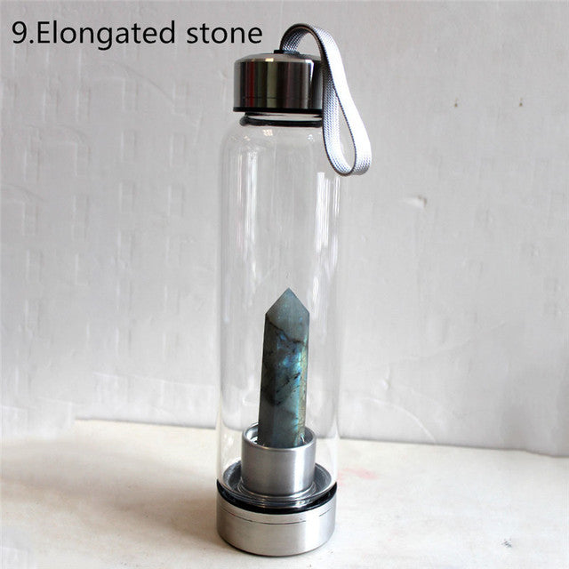 the CRYSTAL CLEANSE - Water Bottle Natural Crystal Point Healing