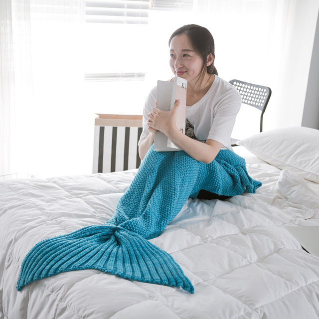 the MERMAID TAIL - 10 Colors Handmade Knitted Mermaid Tail Blanket