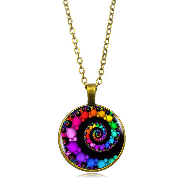 the VORTEZ - Fibonacci Spiral Pendant Fractal Necklaces